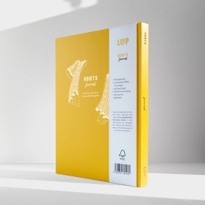 ROOTS Journal front cover gold detail close up