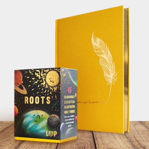 bundle offer photo of one journal and one small collectiion of 45 illustrated cards