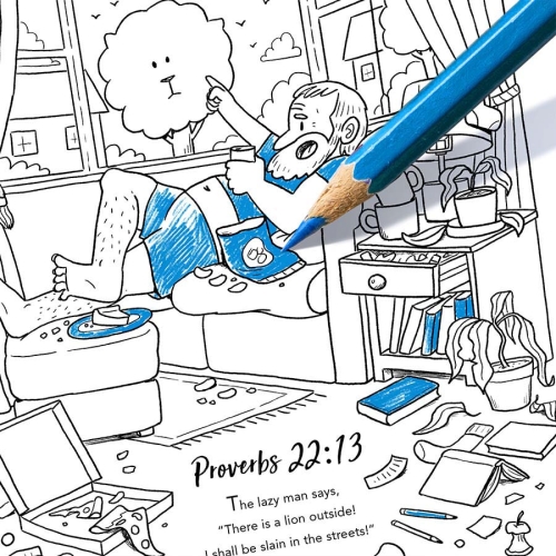 Lazy man downloadable colouring Sheet