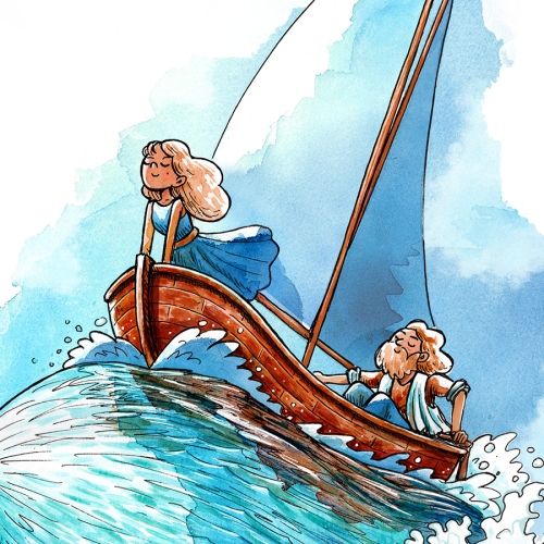 Adventure Water colour art print close up 