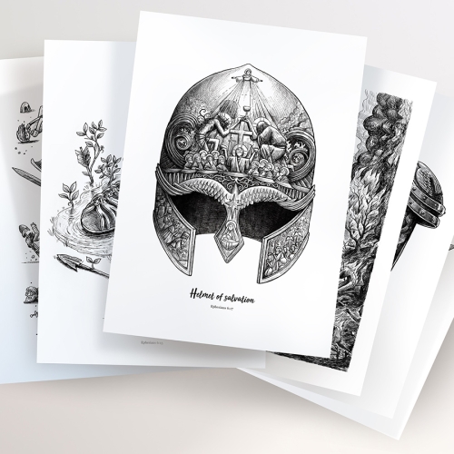 Armour illustrated art work.  All six in the collection are shown. 