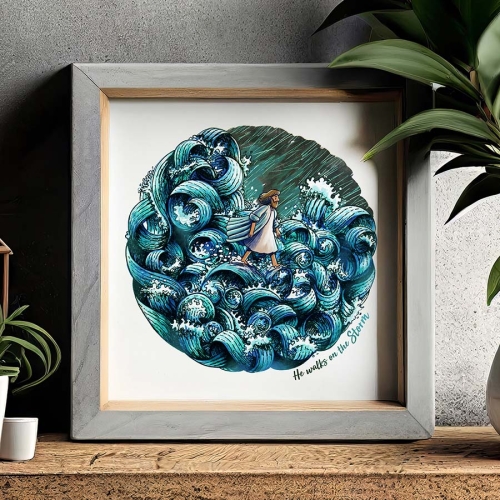 Print "He walks oon the storm"