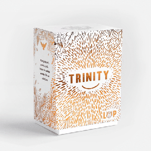 The front of the TRINITY gift box, a collection of 45 Illustrated Bible Verse Cards that make great christian gifts.  