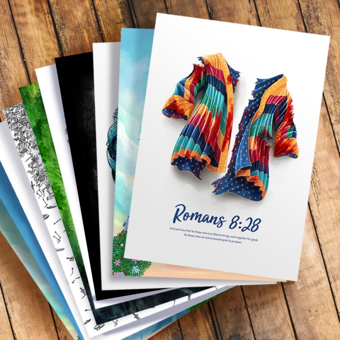 lots of art prints from the L&P Art Print range fanned out in a stack
